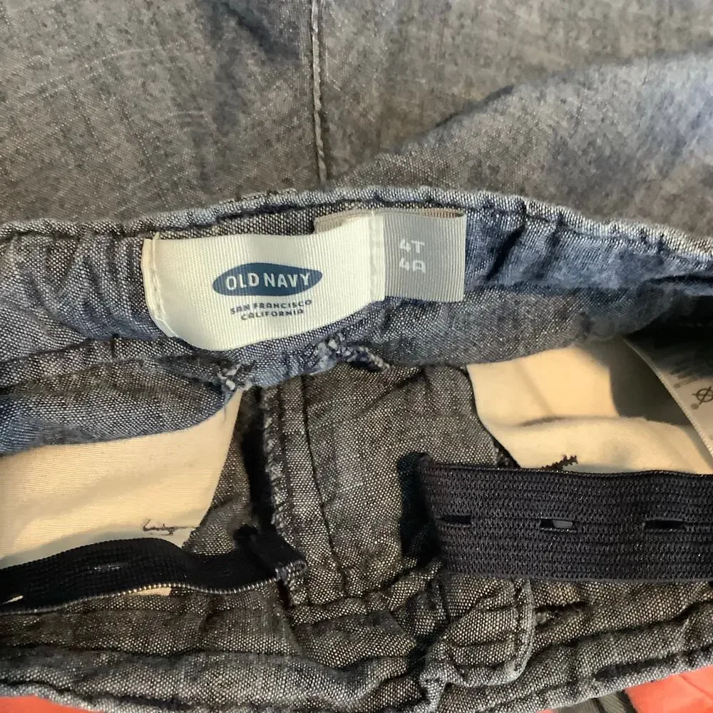 Old Navy Two Chino Shorts Bundle Salmon Chambray Blue Boys 4T
